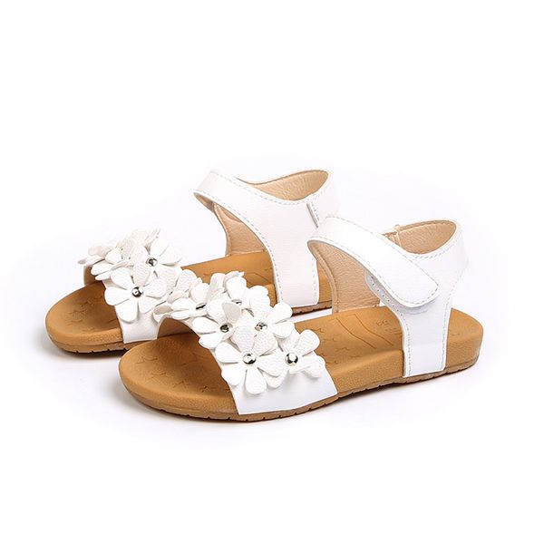 Pu Leather Girls Shoes Kids Summer Baby Girls Flower Sandals With