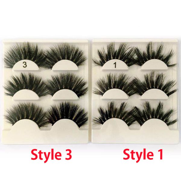 

3 pairs 3d mink hair false eyelashes criss-cross wispy cross fluffy 25mm lashes extension handmade eye makeup tools wholesale