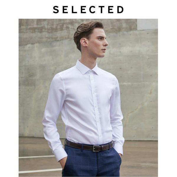 

men's 100% cotton slim fit long-sleeved shirt t|419305501, White;black