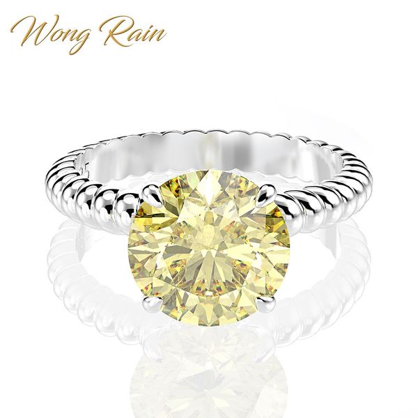 

wong rain 100% 925 sterling silver created moissanite citrine sapphire gemstone wedding engagement ring fine jewelry wholesale, Golden;silver