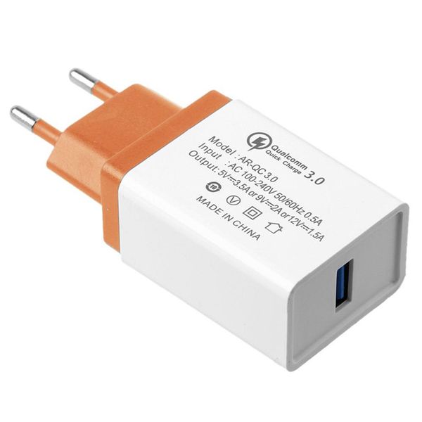 

eu qc3.0 fast charge charger 5v single usb color edge mobile phone charger color smart tablet mobile phone travel charger adapter