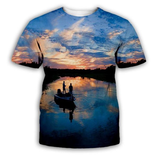 

2020 роскошь mens конструктора тенниски тенниски тенниска личность 3d лето рыбы отпечатано с коротким рукавом футболки мужские одежды одежда, White;black