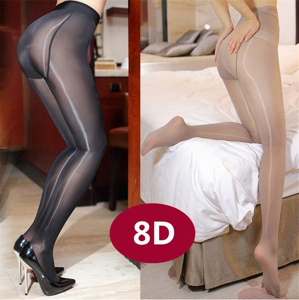 

8d super elastic magic pantyhose extraordinary material more shiny than oil shine 8d ultrathin open/closed crotch tights 0811/2, Black;white