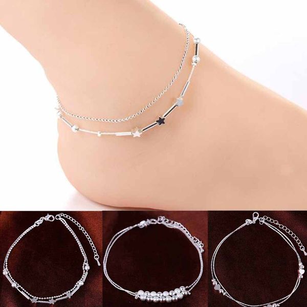 

iparam 2019 fashion women 925 chain anklet bracelet barefoot sandal beach foot jewelry jewelry gifts, Red;blue
