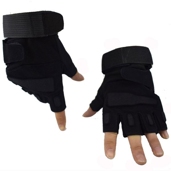 

tactical fingerless gloves men paintball airsoft bicycle motorbike military combat anti-skid half finger gloves, Black
