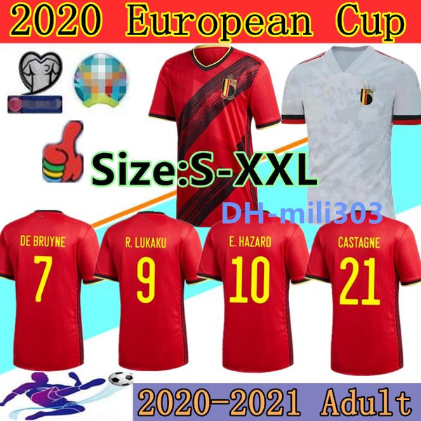

2020-21 belgium soccer jersey 2020 european cup national team home away e.hazard r. lukaku de bruyne kompany maillot de foot football shirts, Black;yellow