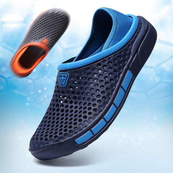 

hemmyi mens slippers outdoor summer beach casual men's slippers lightweight male footwear support dropshipping size 37-45, Black
