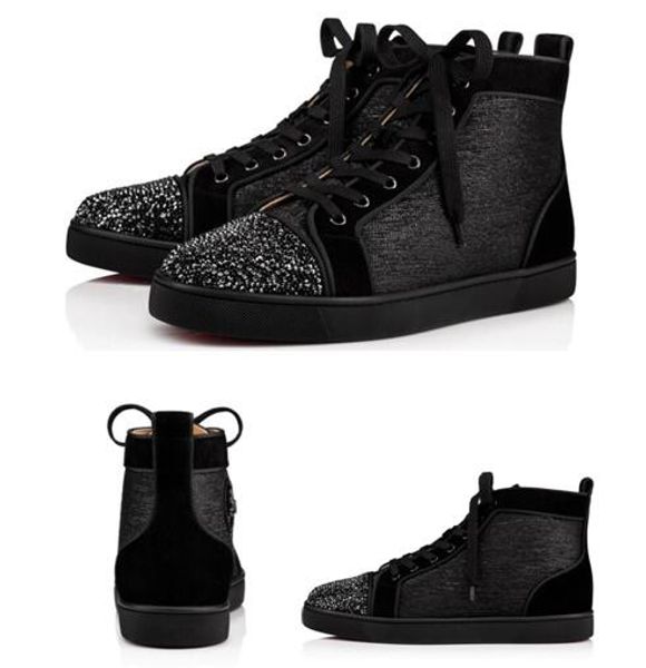 

originals box,eu35-47]louisflats p strass men's flat red bottom desginer casual shoes perfect red sole high sneakers outdoor sports, Black