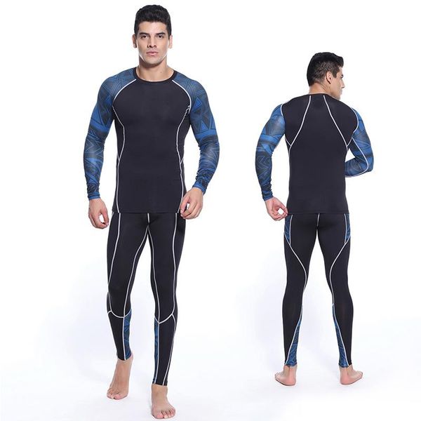 

running shirt man compression underwear for sports clothing 2 piece tracksuit men t-shirt leggings jogging suits crossfit shir, White;black