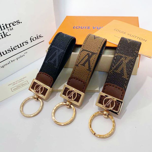 

high qualtiy leahter keychain key chain & key ring design porte clef gift men womens car bag keychain with box 3 color chose, Silver