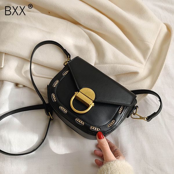 

bxx] pu leather saddle bags for women 2020 spring all-match fashion shoulder messenger bag lady solid color handbags hk414