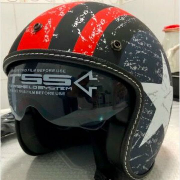 

japan style 3/4 open face retro helmet modified bike helmet vintage helmets dark lens red color casco xs