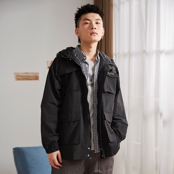

men's jackets loose frock coat spring autumn collar short jacket youth clothes black hooded windbreaker modern gg50jk, Black;brown