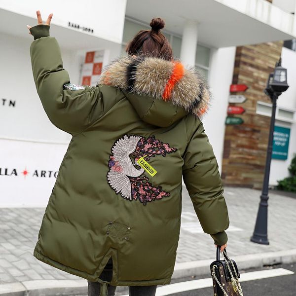 

2018 new pattern loose woman long fund clothes cotton wool hat student cotton-padded jacket winter coat women, Black