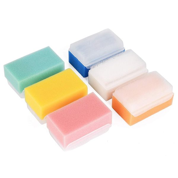 

baby bath sponge (6 pieces) soft foam washer with cradle cap brush body,hair and scalp clean gentle baby sensory brush bath spon