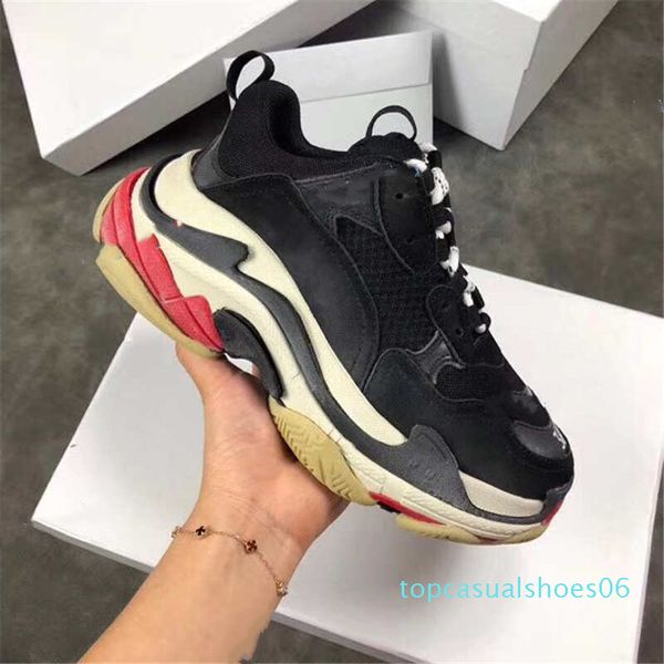 

2019 модельер paris 17fw тройной кроссовки для мужчин, женщин черный красный белый зеленый розовый повседневный папа обувь теннис повышения, Black