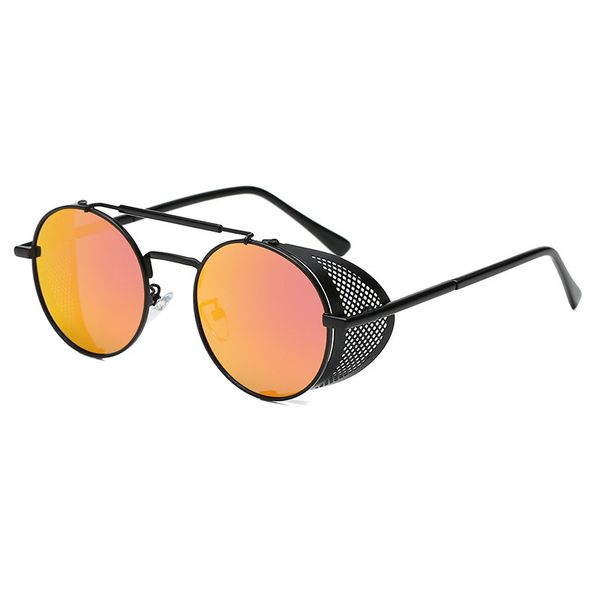 

retro round metal sunglasses steampunk men women brand designer glasses shades uv protection, White;black