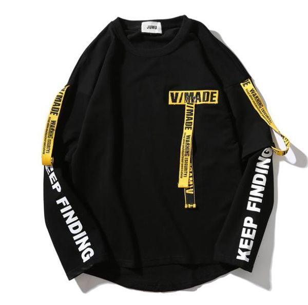 

эльфрик eden футболка мужчины 3d shirt печать письмо ленты harajuku хлопка с длинным рукавом punk t shirt вскользь топы тис, Black