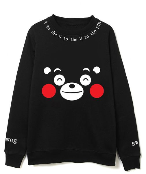 

mens sweatshirt bts suga crewneck long sleeve printed pullover cute kumamon black pullover ing