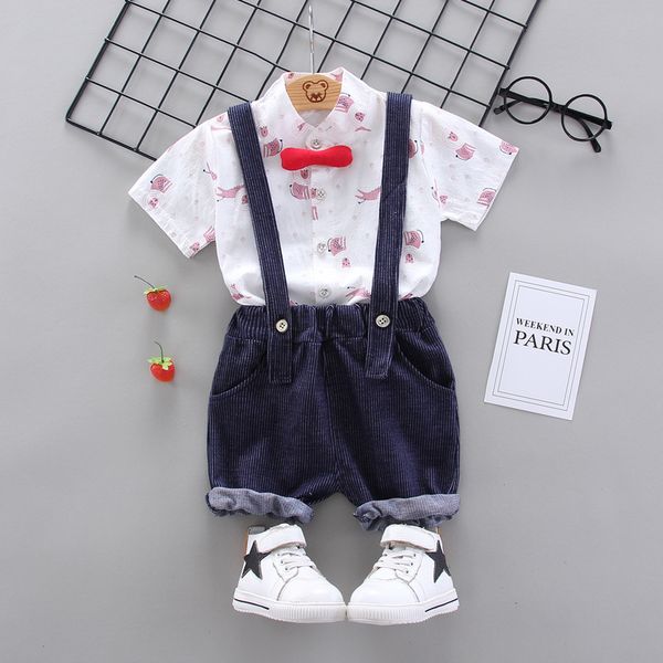 

детские мальчики летняя одежда наборы новорожденных хлопчатобумажные рубашки+общие шорты 2шт свадебные костюмы для мальчика малыша спортивны, White