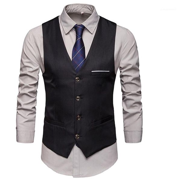 

pocket slim natural color outerwear mens designer sleeveless vests male formal v neck button coats mens, Black;white