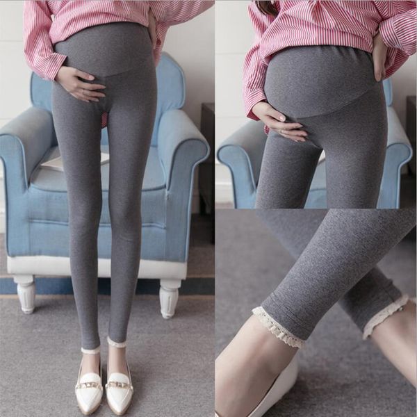 

2019 spring fall maternity high waist leggings for pregnant women clothes pants pregnancy fashion cotton plus size trousers w015, White