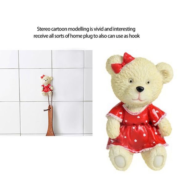 

pink bear hook up self adhesive wall storage hook hanger cartoon kitchen outlet plug holder keys sticky towel organizer