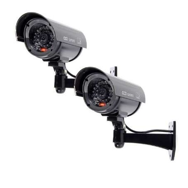 

mool 2x flashing light dummy security camera fake infrared led surveillance bullet