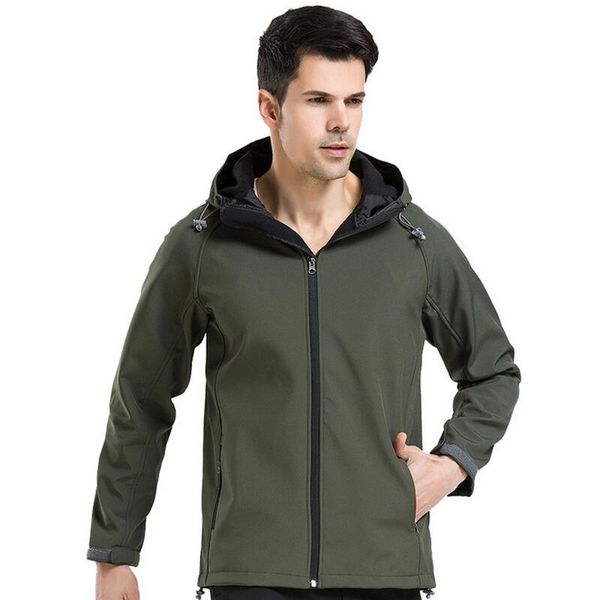 

2019 new arrival outdoor waterproof hooded jacket for male hiking camping windbreaker men solid windproof fleece warm clothes, Blue;black
