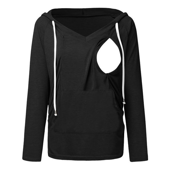 

telotuny women's pregnant nursing v-neck sweatshirts hoodies blouse maternity breastfeeding hooded pullover clothes zn19, White
