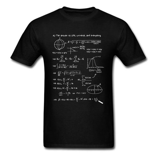 

men's t-shirts women men math equation t shirts brand fashion summer the answer to life, universe ,everything high quality, White;black