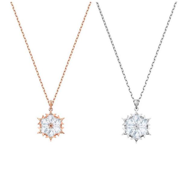

s925 sterling silver snowflake crystal pendant luxury designer jewellery ladies wedding necklace 6-xl1113