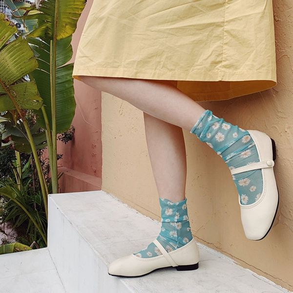 

socks & hosiery 1 pair small daisy medium mesh breathable pile women girls japanese korean harajuku summer spring dropship, Black;white