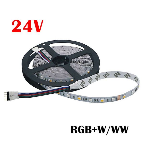 DC 24V Licht LED-Streifen 5050 SMD RGBW RGBWW LED-Licht 5M 60LEDs/m Flexibles Neonband Nicht wasserdicht LED-Lampenstreifen TV-Hintergrundbeleuchtung