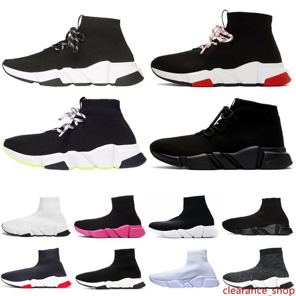 

2020 designer sock shoes speed trainer for men women black red triple black flat sock boots casual shoes womens trainer lace-up runner