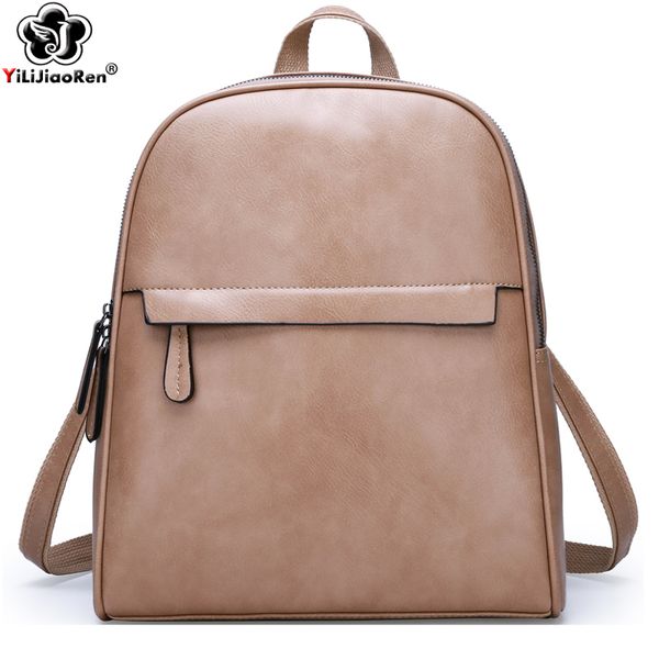 

vintage backpack women leather backpacks female shoulder bag large school bags for teenage girls travel back pack sac a dos 2019 y200623