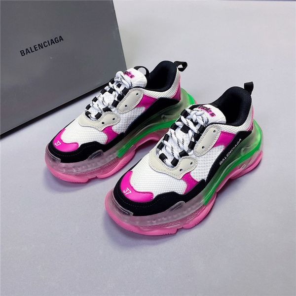 

paris home rainbow series transparent air cushion women's shoes women's thick-soled sneakers couples wild fashion tide shoes non-s, Black