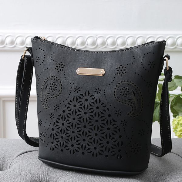 

womens fashion openwork shoulder bag female leather purse satchel cross body hollow out messenger bags