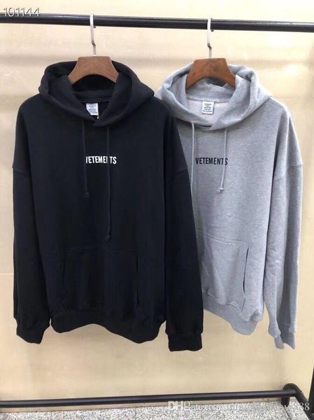 

19ss new наклейка vêtements женщины мужчины пуловеры балахон хип-хоп способа высокого качества вскользь vêtements толстовки, Black