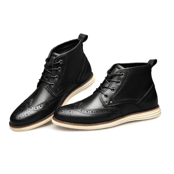 

2019 zftl new men bullock boots genuine leather man martins boots casual lace-up big size male handmade shoes high-shoes, Black