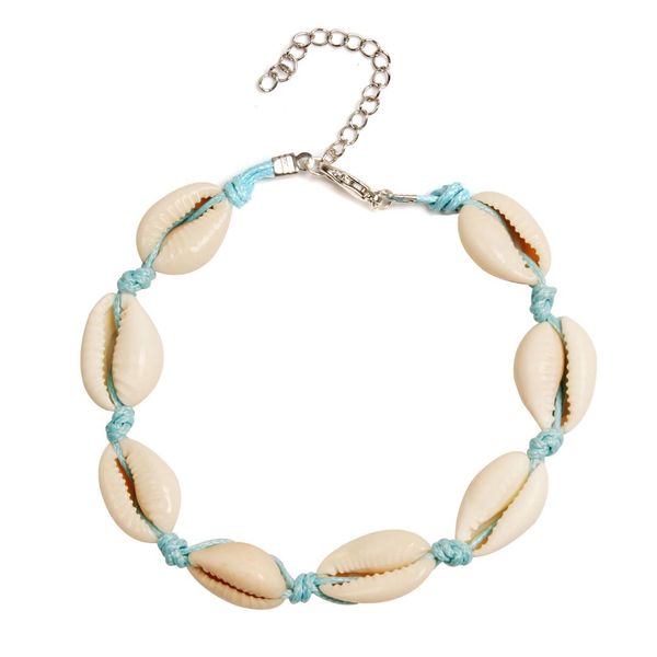 

fashion colorful rope shell beach foot chain women's hawaiian leisure hand woven foot ornaments, Red;blue