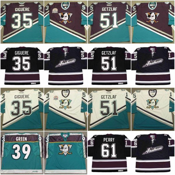

Anaheim Mighty Ducks 35 JEAN-SEBASTIEN GIGUERE 2003 TRAVIS GREEN SERGEI FEDOROV RYAN GETZLAF COREY PERRY Vintage Hockey Jersey
