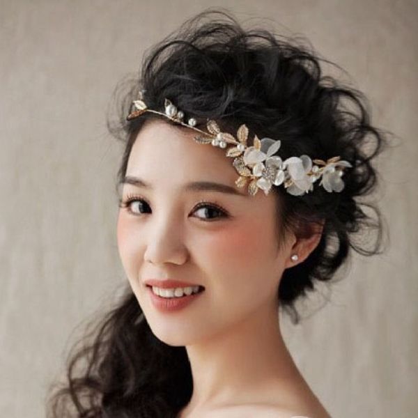 

exquisite handmade gold color leaf bridal tiara11