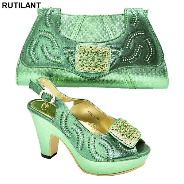 

new ladies italian shoes and bag set decorated with rhinestone women comfy platform sandal shoes bag and women shoe for party, Black