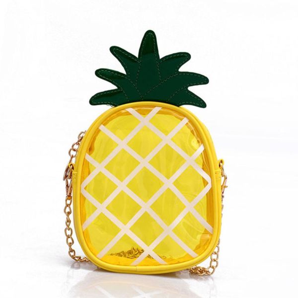 

fresh pineapple shape chain convenient messenger shoulder bag for female hand bags small transparent jelly package crossbody bag