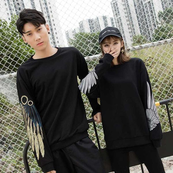 

angel wings fashion hoodie embroidery sweatshirt pullovers 2020 new man women couples coat clothes black outerwear