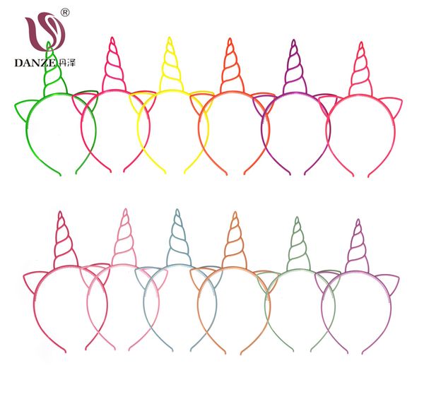 

danze 12 шт. / компл. unicorn hairband baby party хэллоуин женщины девушка головной убор модная лента для волос детская повязка на волос acc, Golden;white