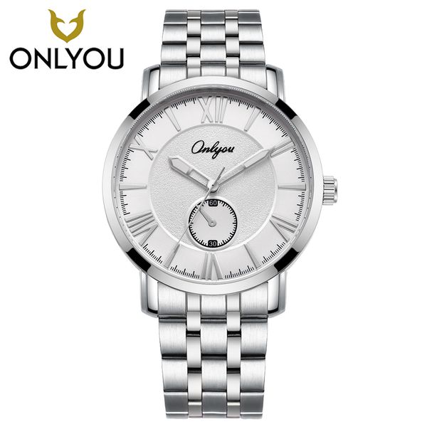

onlyou ladies watches men fashion rmom numerals quartz women stainless steel watch trend style mens clock business wristwatch, Slivery;brown