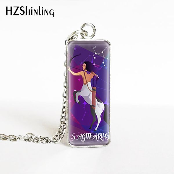 

horoscope zodiac signs purple zodiac sign square pendants jewelry pisces aries sign stainless steel pendants necklace, Silver