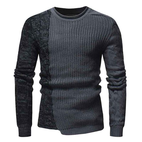 

sweater men casual patchwork long sleeve pullover o-neck collar slim fit men's sweater, White;black